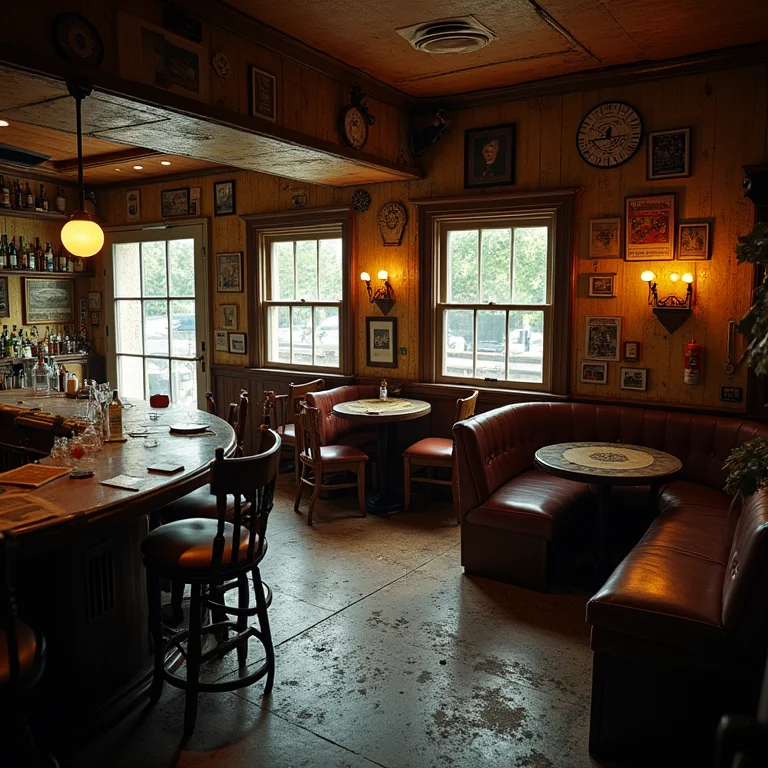 Falta de planejamento de espaço em um bar, resultando em um ambiente caótico.