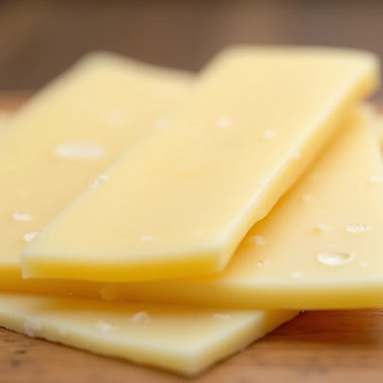 Fatias de queijo provolone em close-up.