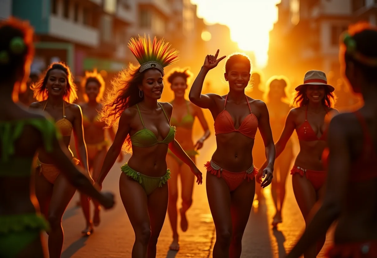 Foliões em festa no Carnaval do Rio de Janeiro