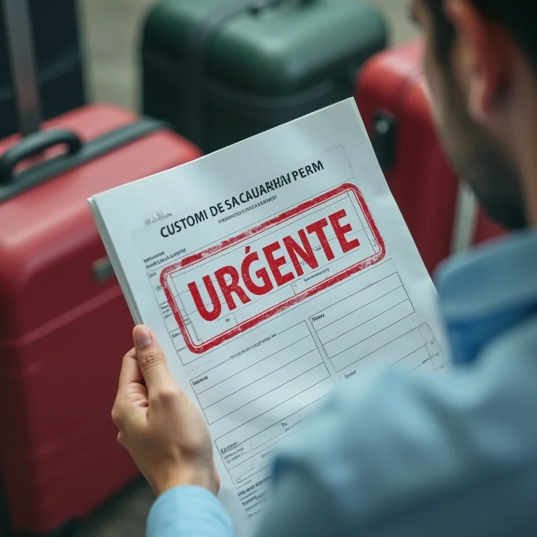 Formulário alfandegário com carimbo de urgente