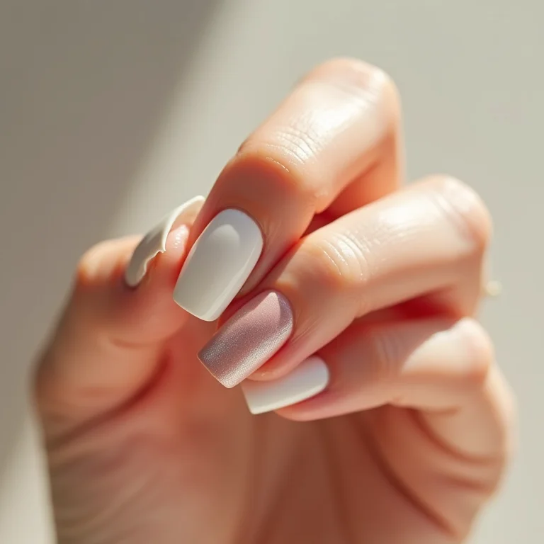 Foto de close-up de unhas de porcelana mostrando as desvantagens
