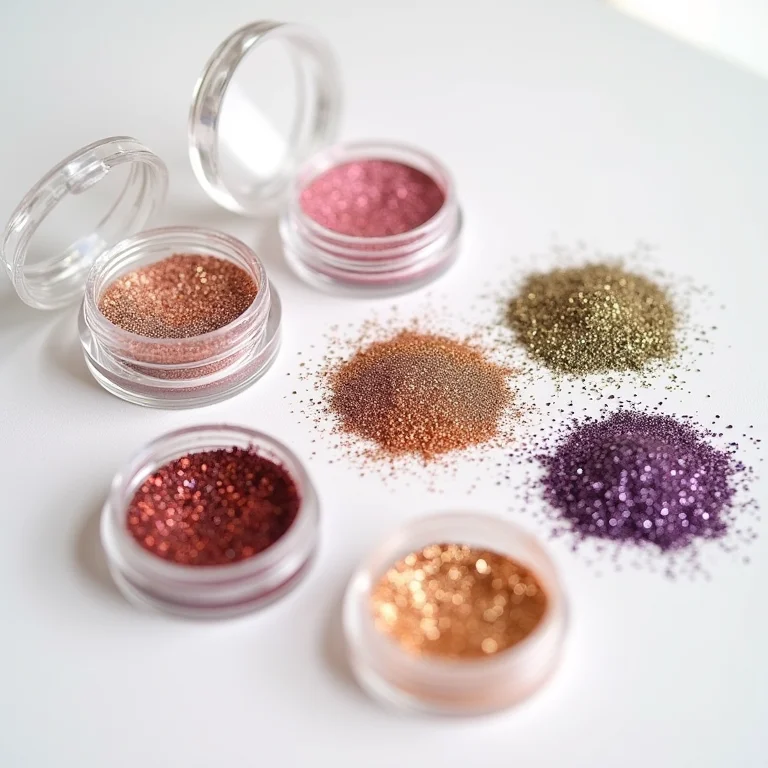 Fotografia de paletas de glitter prensado.