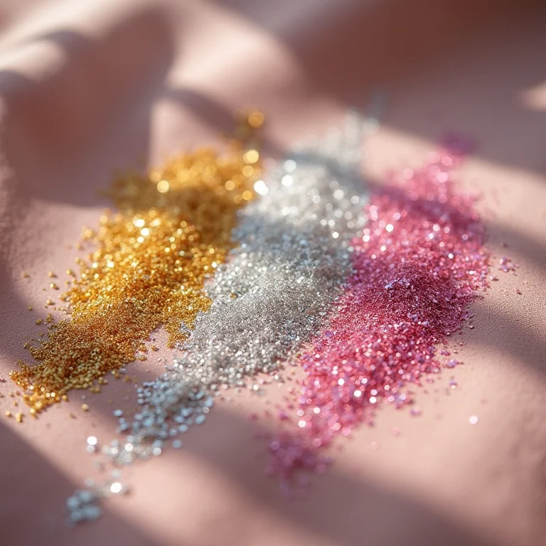 Fotografia still life de glitter solto em diversas cores.