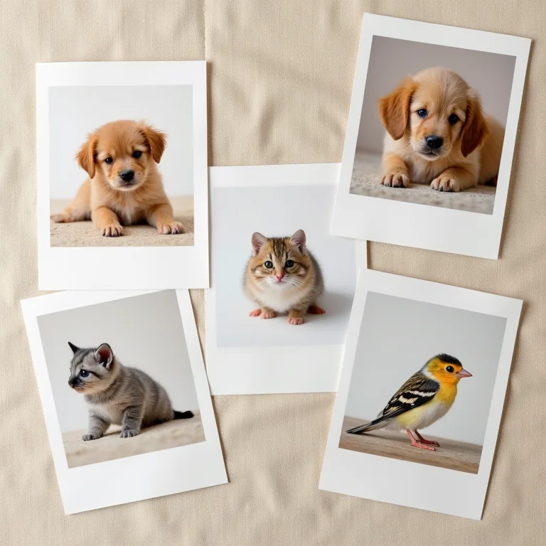 Fotos de animais fofos em estilo flat lay