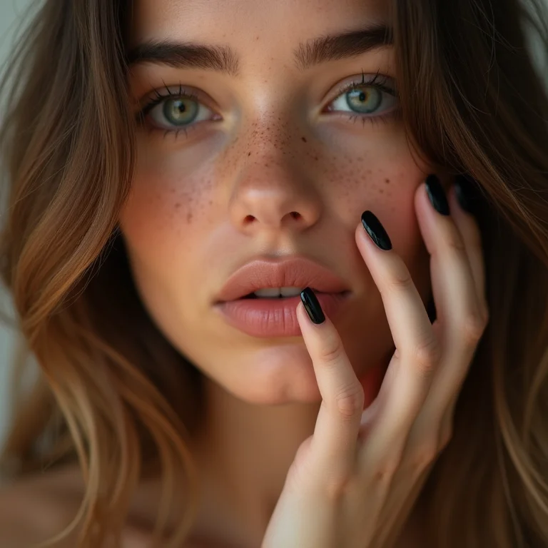 Francesinha preta invertida em unhas de gel.