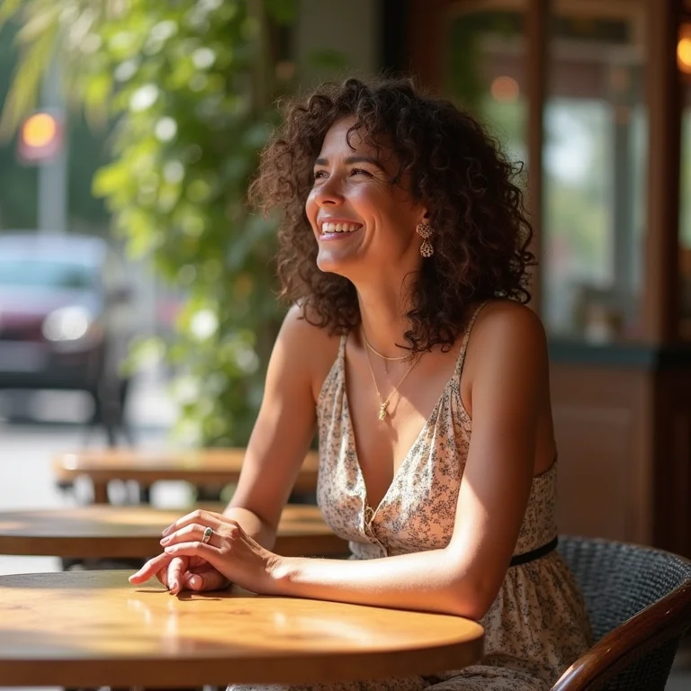 Gestante feliz com vestido de corte império