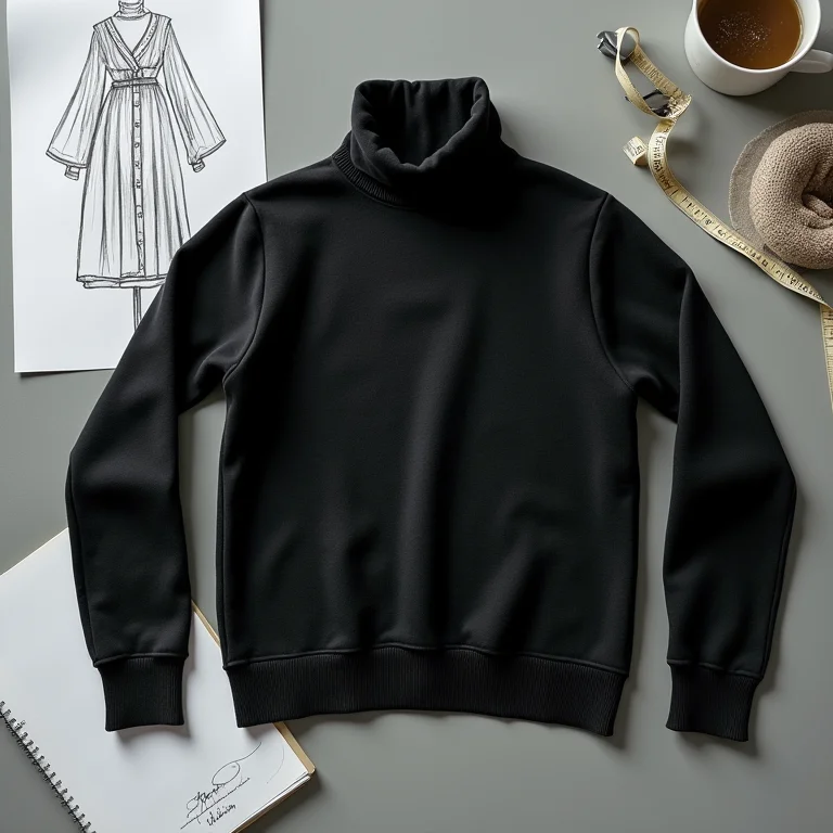 Gola alta preta e acessórios de design