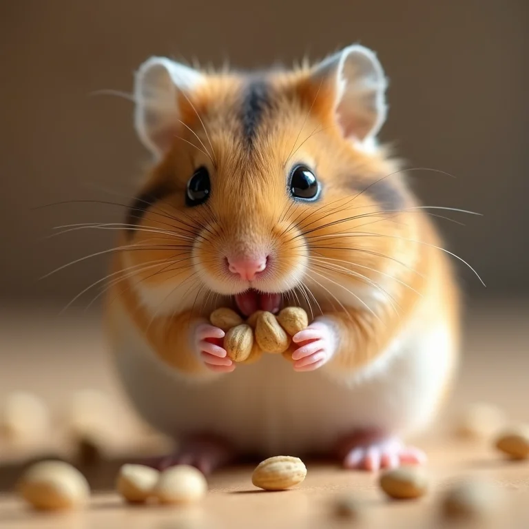 Hamster com bochechas cheias de comida