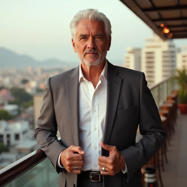 Homem maduro em look formal para happy hour.