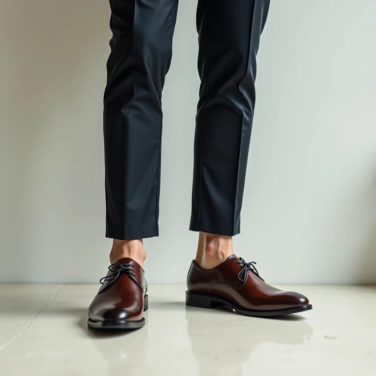 Homem usando sapatos que alongam a silhueta