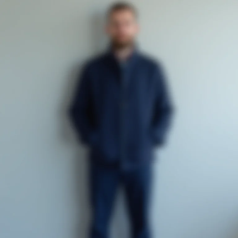 Homem vestindo look monocromático azul marinho