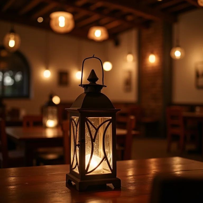 Iluminação aconchegante em restaurante mexicano.