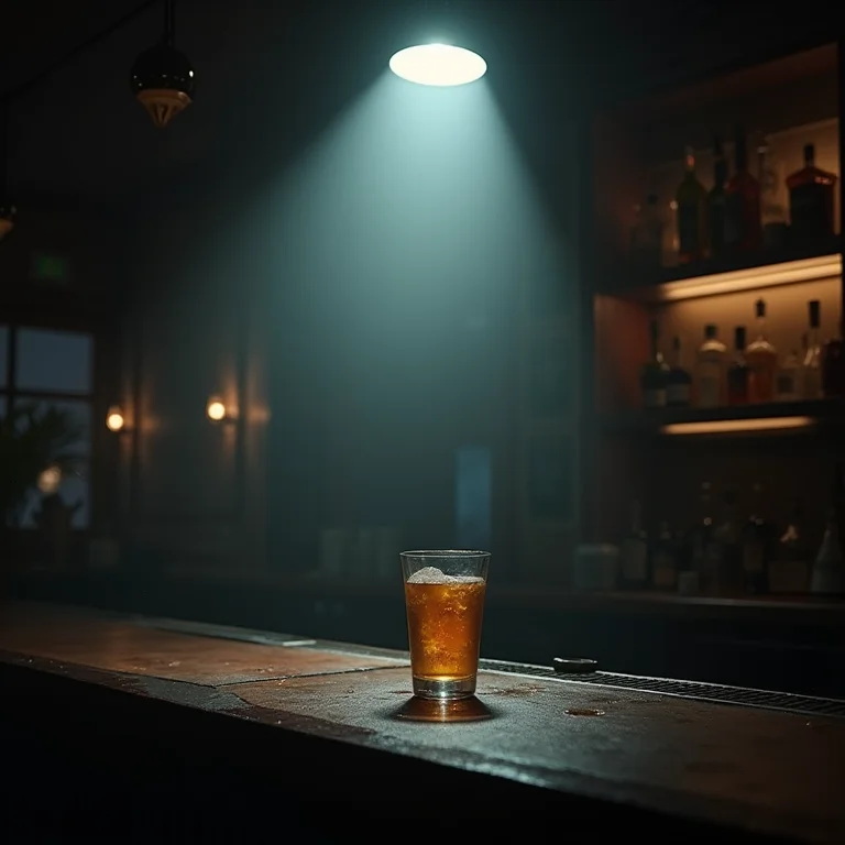 Iluminação inadequada em um bar, criando um ambiente desconfortável.