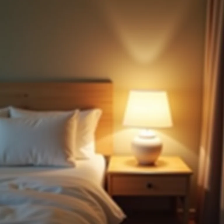 Iluminação suave e acolhedora em quarto de hóspedes