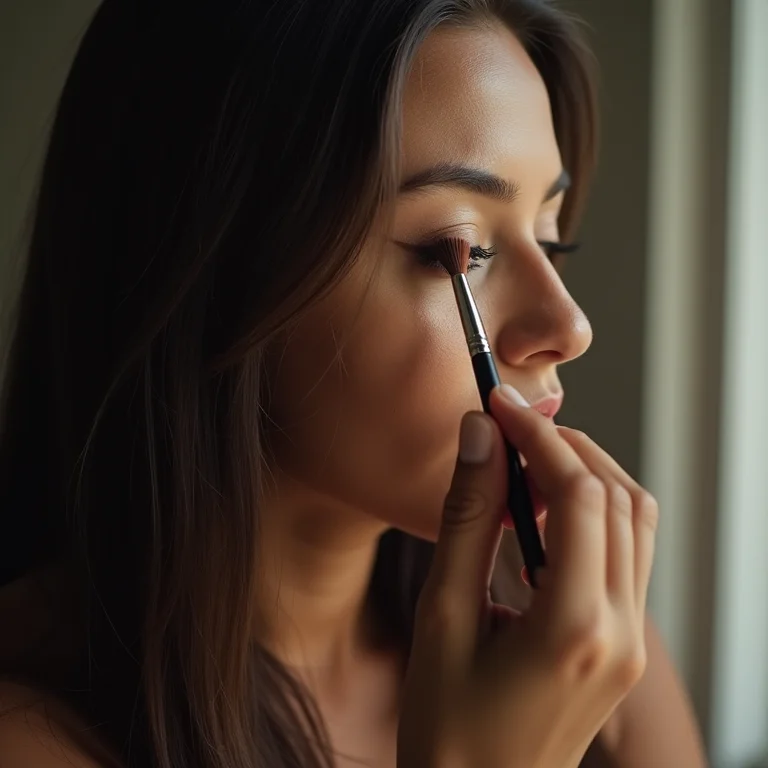 Indígena brasileira com pincel chanfrado