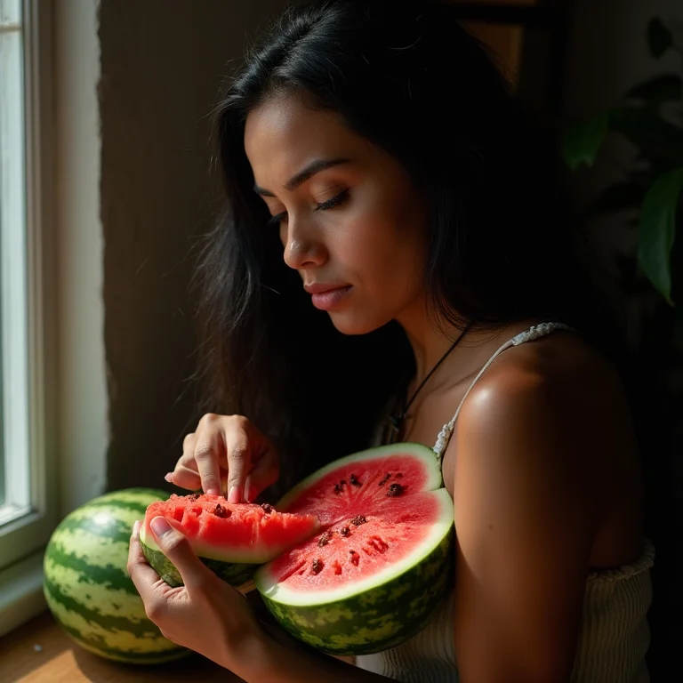 Indígena esculpindo frutas