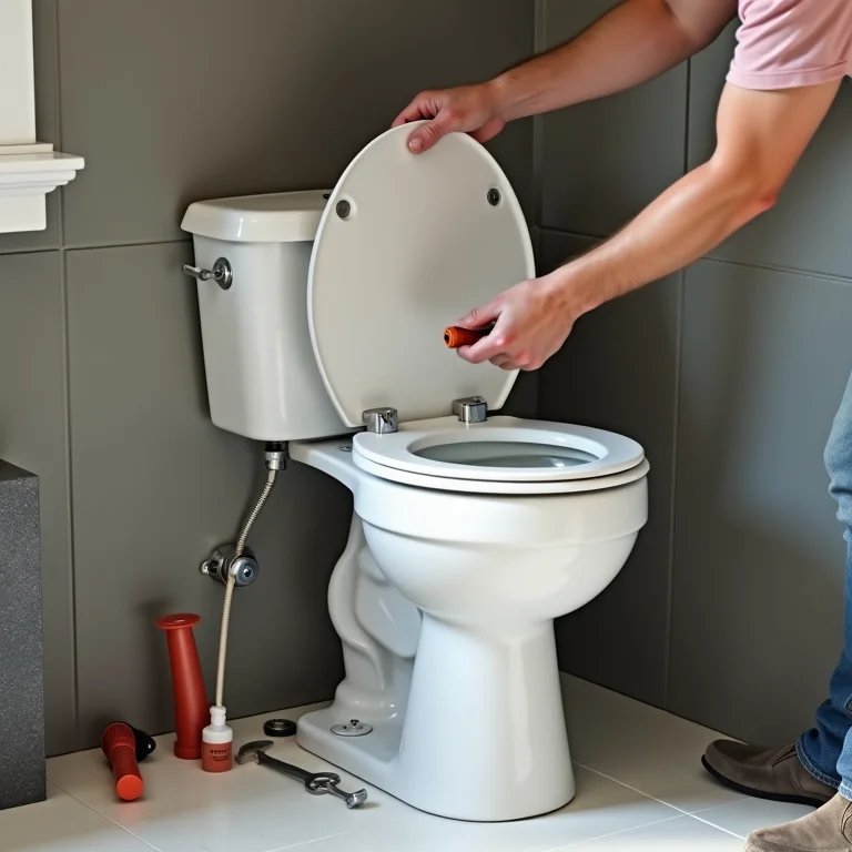 Instalação de um vaso sanitário com caixa acoplada