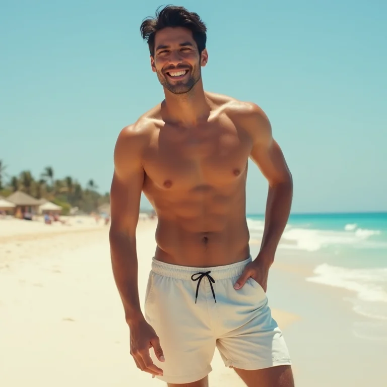 Jovem aproveitando a praia com conforto e estilo.
