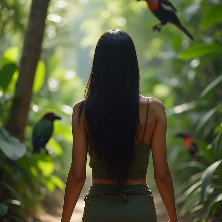 Jovem asiática-brasileira no Mangal das Garças