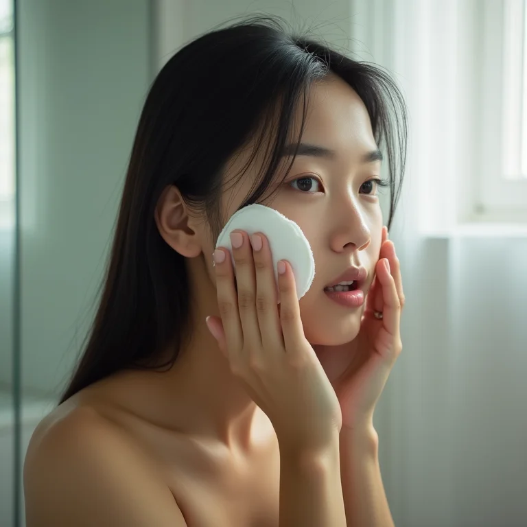 Jovem asiático-brasileira aplicando compressa fria no rosto.