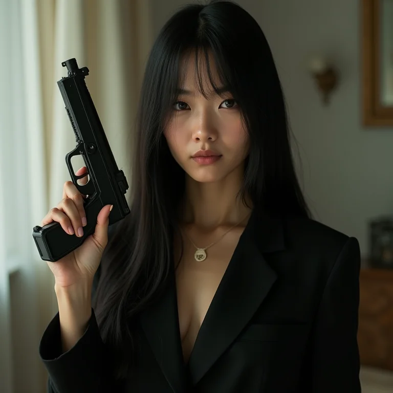 Jovem asiático-brasileira fantasiada de personagem de filme para o Halloween