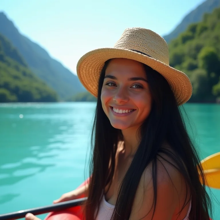 Jovem brasileiro andando de caiaque em Vancouver