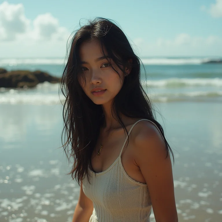 Jovem explorando as piscinas naturais da Praia do Forte em Costa do Sauípe