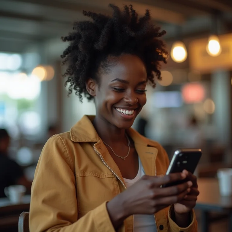 Jovem negra comprando online no exterior