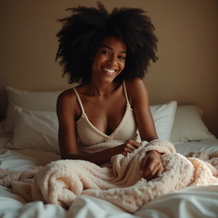 Jovem negra decorando quarto aconchegante