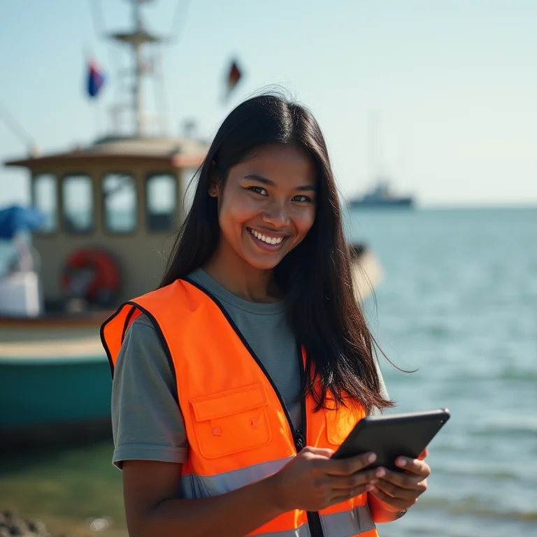 Jovem pesquisadora indígena trabalhando na Ilha da Queimada Grande.