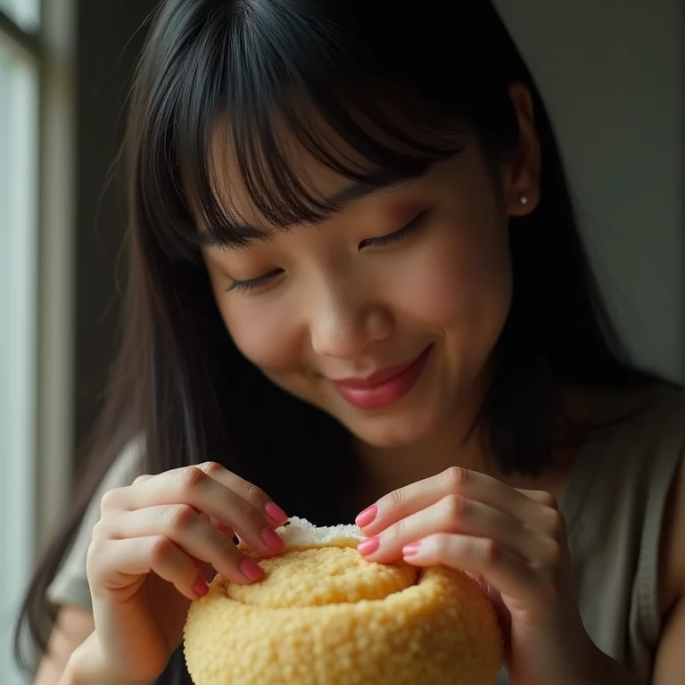 Jovem preparando pamonha doce.