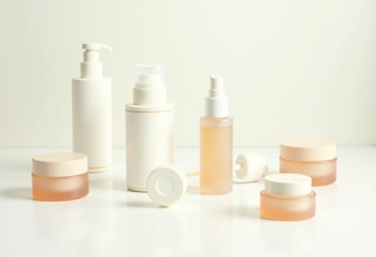 Kit de skincare essencial com produtos variados.