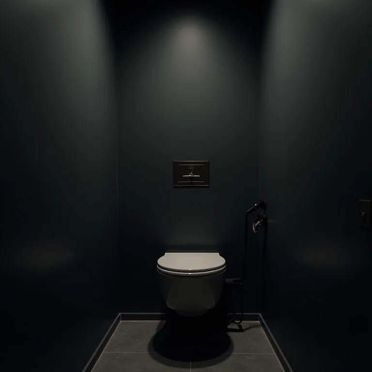 Lavabo pequeno com cores escuras que o fazem parecer menor.