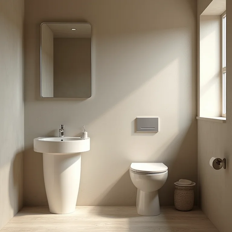 Lavabo pequeno com paredes sem aproveitamento.