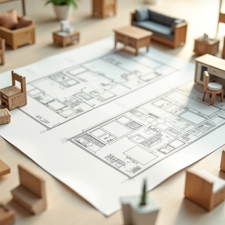 Layouts de cozinhas planejadas em miniaturas e plantas