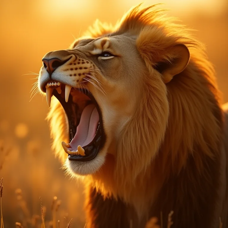 Leão poderoso rugindo