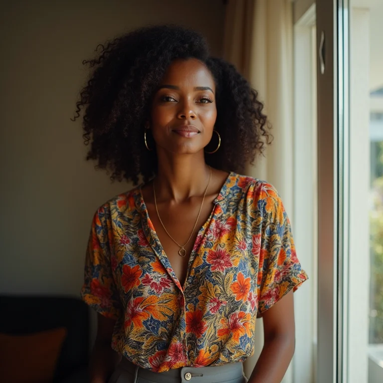 Look de trabalho com cores e estampas vibrantes