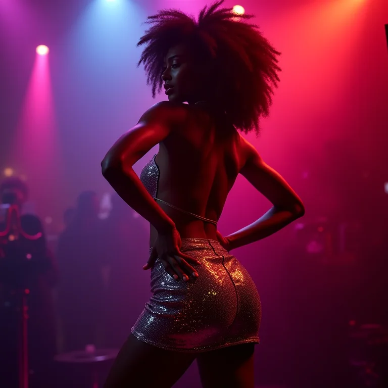 Look noturno com body e saia de paetês