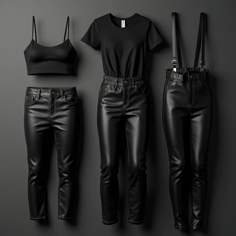 Looks monocromáticos com calça de couro preta