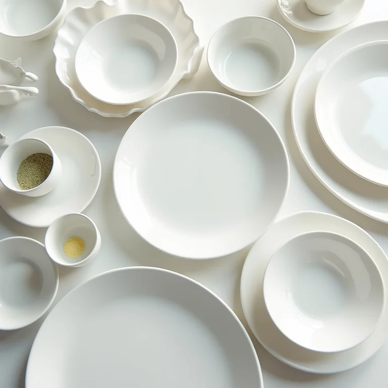 Louças organizadas dentro de uma cristaleira.