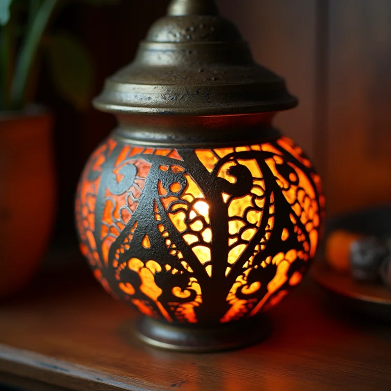 Luminária de metal artesanal com design mexicano.