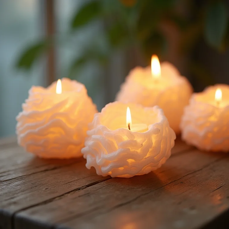 Luminárias e velas decoradas com conchas