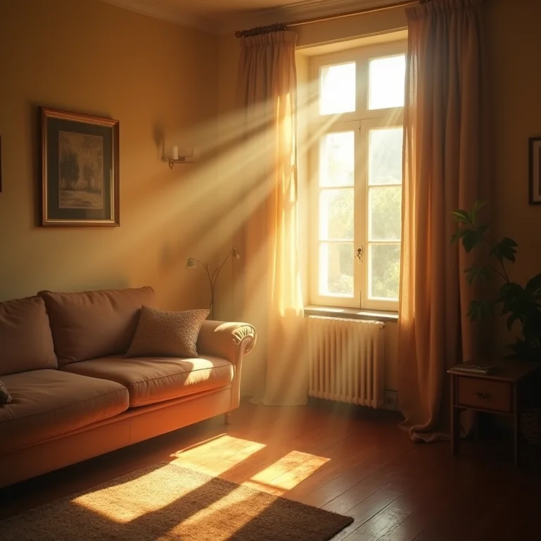 Luz natural destacando a cor da parede na sala