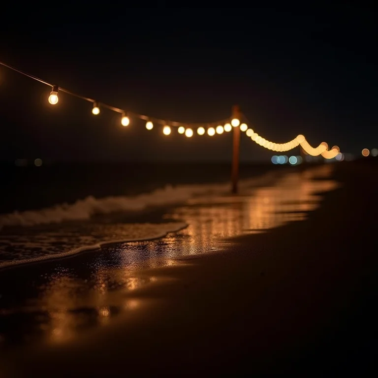 Luzes noturnas refletidas na areia de Copacabana