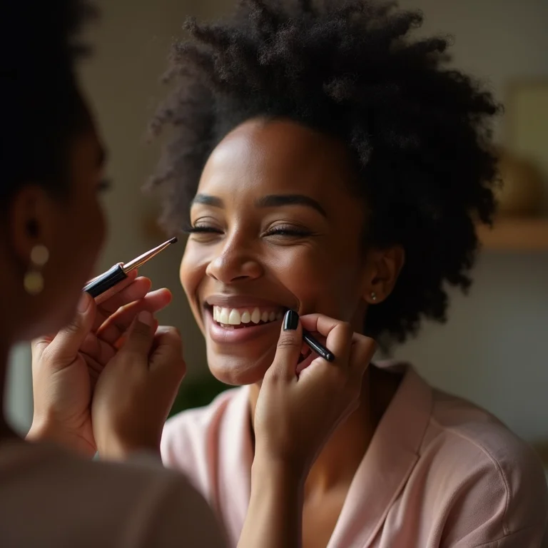 Madrinha negra sendo maquiada