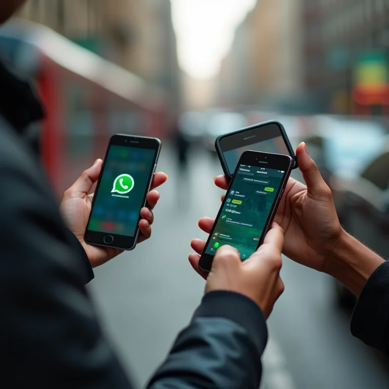 Mãos diversas usando aplicativos de mensagens.