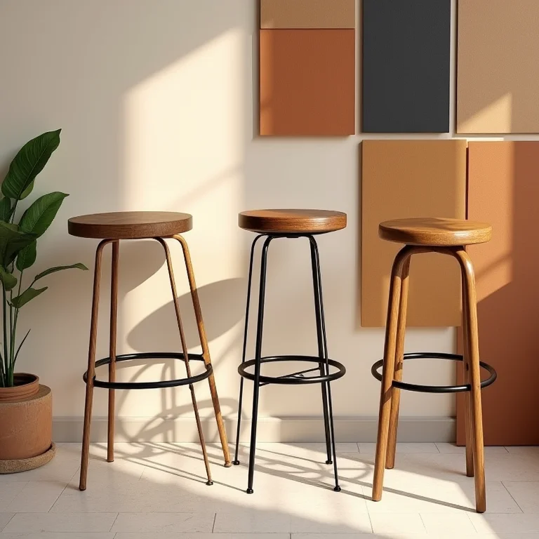 Materiais para banquetas de cozinha: madeira, metal, couro e tecido