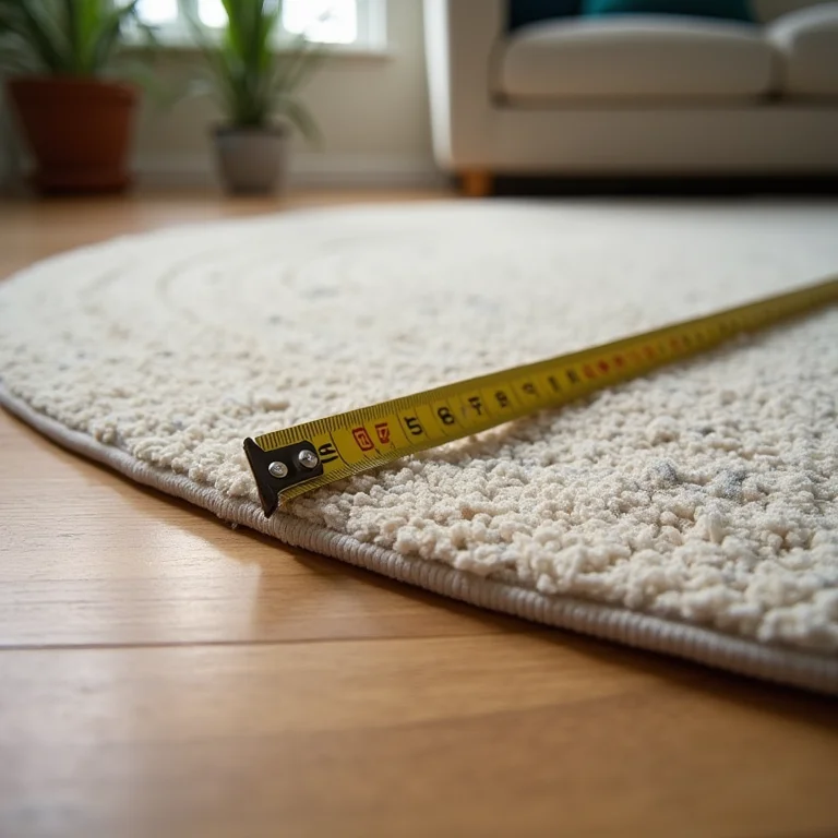 Medindo um tapete redondo.
