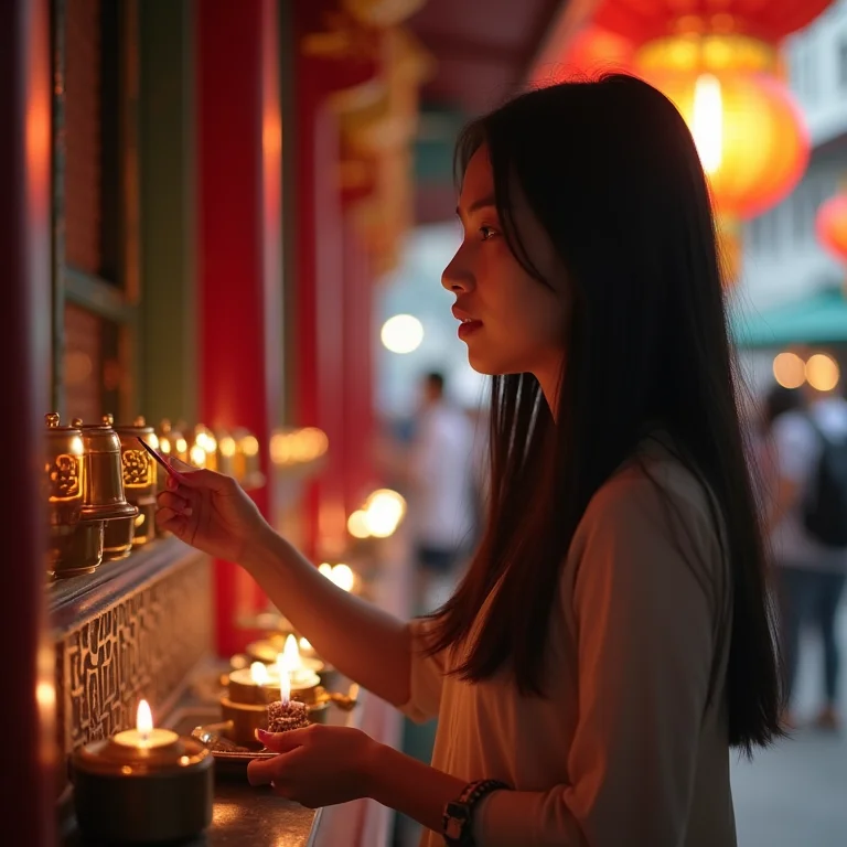 Mergulho na história: Jovem acende incenso no Templo de A-Má, Macau.