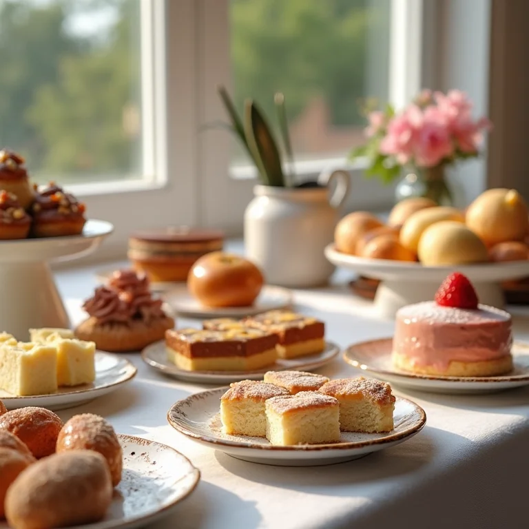Mesa de doces charmosa e bem decorada.
